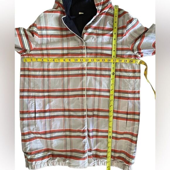 Cinzia Rocca Icons REVERSIBLE  plaid & black raincoat snap buttons  sz L - Picture 3 of 9